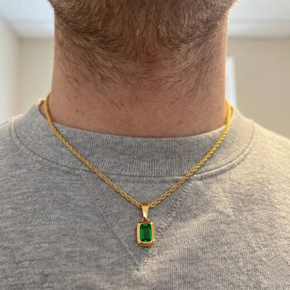 Men's Emerald Cuban Necklace