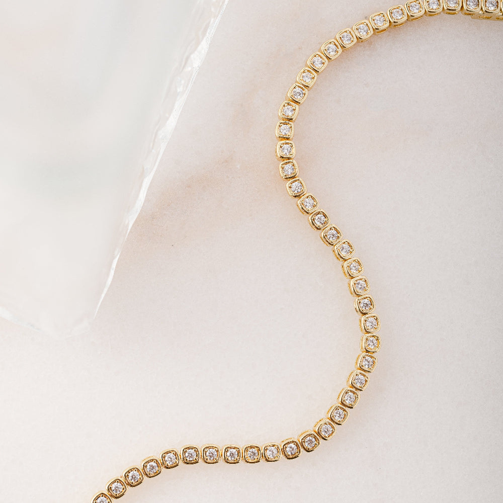 Handmade Tennis Bracelet, Gold Tennis Bracelet, Cubic Zirconia Tennis Bracelet, Dainty Bracelet, Diamond Bracelet, Gift for Her, Bracelet