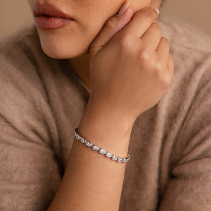 Pear Diamond Tennis Bracelet by Caitlyn Minimalist • Stackable Teardrop Birthstone Bracelet • Diamond Jewelry in Gold • Gift for Mom • BR064