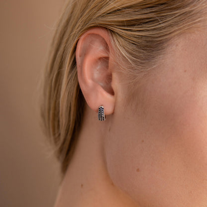 Chunky Onyx Pave Huggies by Caitlyn Minimalist • Thick Black Diamond Hoop Earrings in Gold • Statement Jewelry • Best Friend Gift • ER546