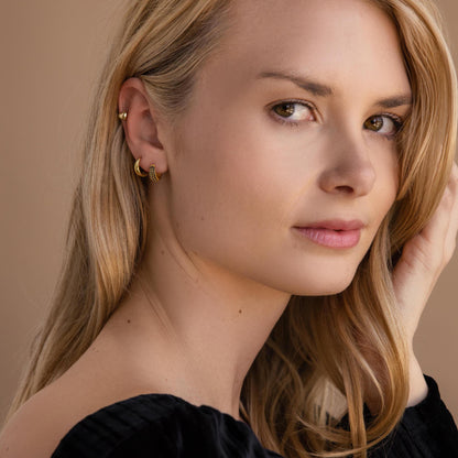 Chunky Onyx Pave Huggies by Caitlyn Minimalist • Thick Black Diamond Hoop Earrings in Gold • Statement Jewelry • Best Friend Gift • ER546