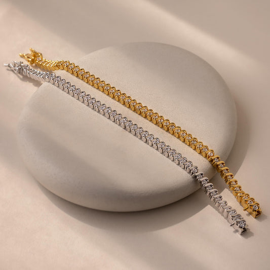 Diamond Link Tennis Bracelet by Caitlyn Minimalist • S-Link Diamond Crystal Bracelet • Vintage Wedding Jewelry • Gifts for Mom • BR106