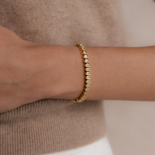 Diamond Link Tennis Bracelet by Caitlyn Minimalist • S-Link Diamond Crystal Bracelet • Vintage Wedding Jewelry • Gifts for Mom • BR106