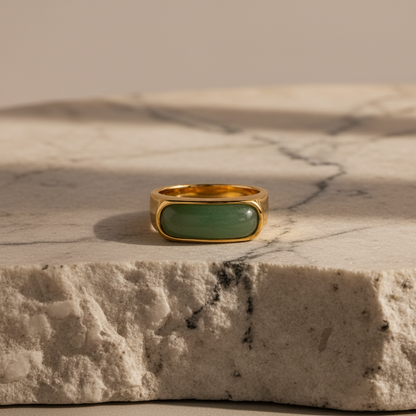 Jade Signet Ring • Green Gemstone Ring • Chunky Statement Ring • Bold Crystal Jewelry • Mothers Gift